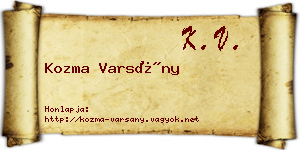 Kozma Varsány névjegykártya