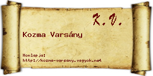 Kozma Varsány névjegykártya
